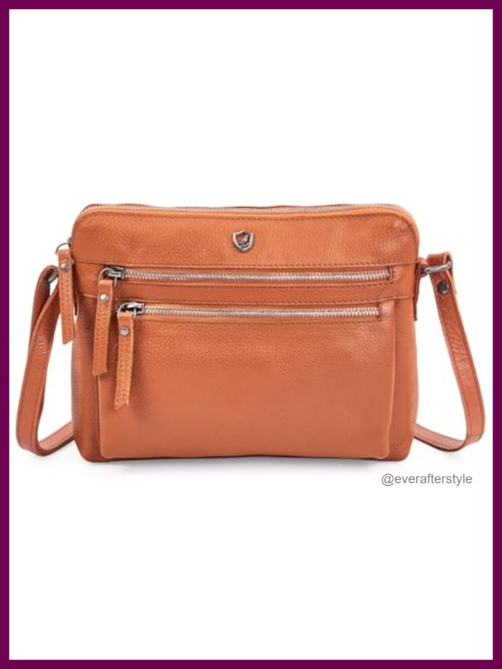 Genuine Nappa Leather Crossbody Bag Small Multi Zip Travel Purse
